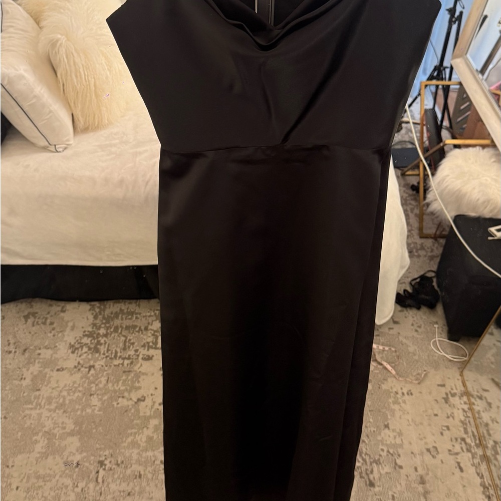 Black Tie Bridesmaid Prom Formal Sheath Gown 8 - Picture 8 of 17